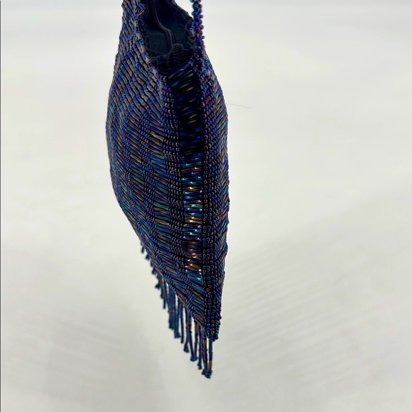 Vintage 70’s Disco Groovy Beaded Iridescent Fringe Mini Evening Crossbody Bag - Picture 3 of 10
